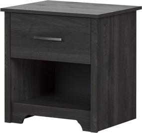 img 3 attached to 🛏️ Stylish South Shore Fusion Nightstand: Gray Oak with Modern Grooved Metal Handles