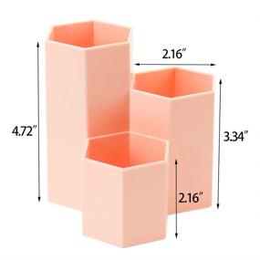 img 2 attached to 💄 Pink Makeup Brush Holder Organizer - 3 Slots Cosmetic Brushes Solution for Desk, Dresser, Countertop