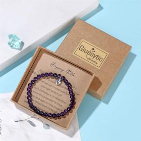 img 2 attached to Amethyst Bead Bracelet: Perfect 18th Birthday Gift for Girls with Sterling Silver Heart Charm, Card, and Gift Box