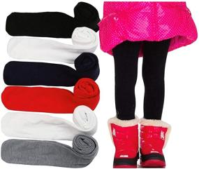img 3 attached to Pack of 6 Full Length Footed Winter Knit Acrylic Uniform Tights for Girls by ToBeInStyle