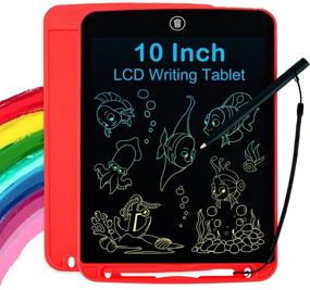img 4 attached to 10 Inch LCD Writing Tablet for Kids, Colorful Doodle Board with 🎁 Lock Function, Erasable Reusable Writing Pad, Educational Christmas Gifts for Girls Boys Ages 3-6