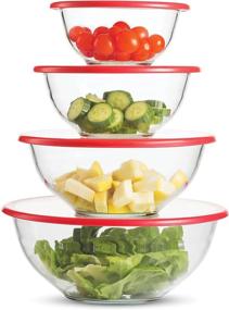 img 4 attached to 🥣 8-Piece Mixing Bowl Set with BPA-Free Lids – Superior Glass Bowls for Meal Prep, Food Storage, Cooking, and Baking – Space-Saving Nesting Design