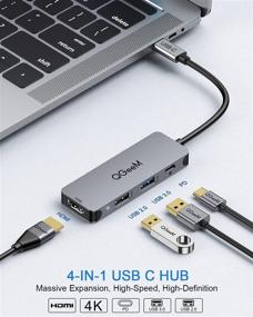 img 3 attached to QGeeM 4-in-1 USB C Hub Adapter - 4K HDMI, 100W Power Delivery, USB 3.0, Thunderbolt 3 Multiport Hub Compatible with MacBook Pro, XPS, iPad Pro, and More Type C Devices