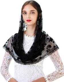 img 4 attached to Floral Infinity Chapel Covering Mantilla Women's Accessories