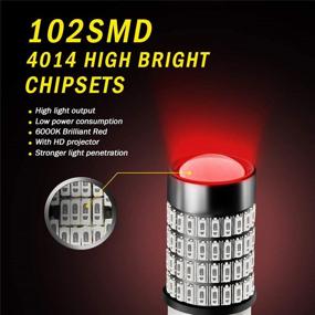 img 2 attached to Супер Яркие LED-лампы 1157 с 4014 102-SMD, идеально подходят для стоп-сигналов, поворотных сигналов, парковочных или габаритных огней - ярко-красные, упаковка из 2 штук