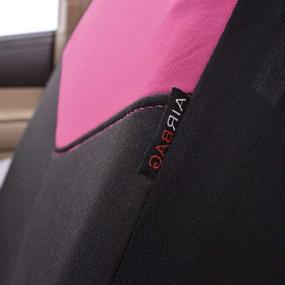 img 1 attached to 🎀 Flying Banner Pink and Black Car Seat Covers - Full Set for Front Seats and Rear Bench"