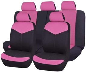 img 4 attached to 🎀 Flying Banner Pink and Black Car Seat Covers - Full Set for Front Seats and Rear Bench"