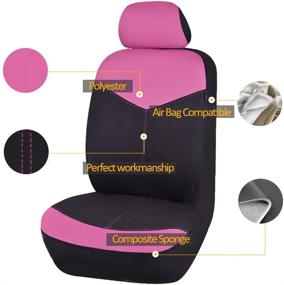 img 3 attached to 🎀 Flying Banner Pink and Black Car Seat Covers - Full Set for Front Seats and Rear Bench"