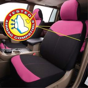 img 2 attached to 🎀 Flying Banner Pink and Black Car Seat Covers - Full Set for Front Seats and Rear Bench"