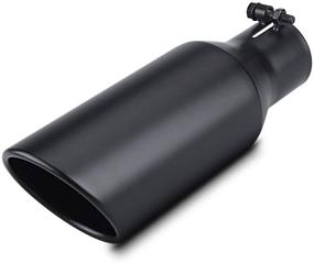 img 4 attached to Universal 2.5 Inch Inlet Exhaust Tip - Black Tailpipe with Bolt-On Design for Cars