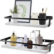 🛁 y&me ym white bathroom floating shelves set of 2: stylish wood wall storage for kitchen and bathroom décor logo