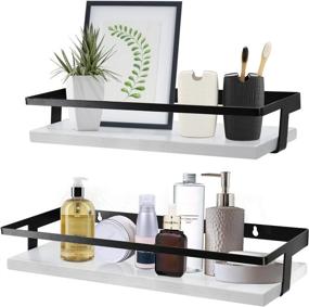 img 4 attached to 🛁 Y&ME YM White Bathroom Floating Shelves Set of 2: Stylish Wood Wall Storage for Kitchen and Bathroom Décor