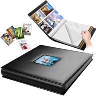 📸 nescl self adhesive photo album: 80 sticky pages, leather cover scrapbook for christmas & wedding gifts, hold multiple picture sizes - 3x5, 4x6, 5x7, 8x10 (black) logo