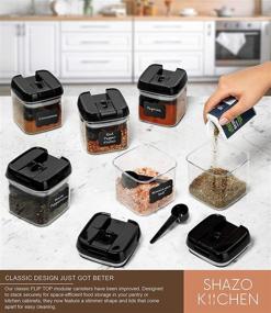 img 2 attached to 🥫 Shazo Airtight 6-Piece Mini Container Set with Spoons, Labels & Marker - Clear Plastic Food Storage Containers for Spices, Herbs, Coffee, Tea - Durable Kitchen Cabinet Pantry Organizer