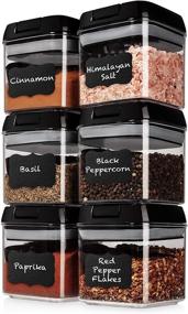 img 4 attached to 🥫 Shazo Airtight 6-Piece Mini Container Set with Spoons, Labels & Marker - Clear Plastic Food Storage Containers for Spices, Herbs, Coffee, Tea - Durable Kitchen Cabinet Pantry Organizer