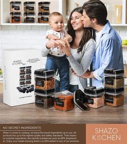 img 1 attached to 🥫 Shazo Airtight 6-Piece Mini Container Set with Spoons, Labels & Marker - Clear Plastic Food Storage Containers for Spices, Herbs, Coffee, Tea - Durable Kitchen Cabinet Pantry Organizer