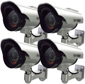 img 4 attached to Enhanced Henxlco 4Pack Dummy Solar Security Camera: 🚨 Realistic Flashing Light & Infrared LED for Effective CCTV Surveillance
