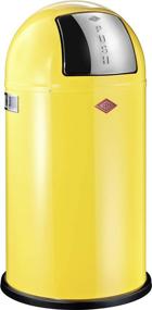 img 4 attached to WESCO Pushboy - German Made - Push Door Trash Can, Durable Powder Coated Steel, Large 13.2 Gallon / 50L Capacity, Vibrant Lemon Yellow Color