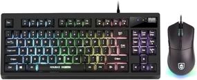 img 4 attached to 💡 Комплект Рушелевой игровой клавиатуры с подсветкой RGB и мыши, 87 клавиш, механическое ощущение, проводная игровая клавиатура с интерфейсом USB и мышью с разрешением 7200DPI для ПК, Mac, PS4, Xbox и ноутбуков.