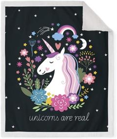 img 3 attached to 🦄 Jekeno Unicorn Sherpa Blanket: Smooth Print Throw for Sofa, Chair, Bed, Office, Travel, Camping - Ideal for Kids and Adults - 50"x60