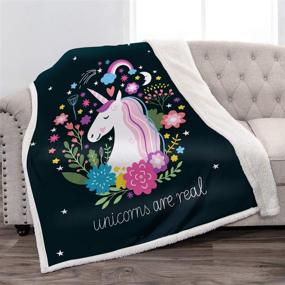 img 4 attached to 🦄 Jekeno Unicorn Sherpa Blanket: Smooth Print Throw for Sofa, Chair, Bed, Office, Travel, Camping - Ideal for Kids and Adults - 50"x60