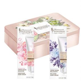 img 4 attached to 🎁 Mademoiselle Provence Shea Butter Hand Creams Tin Gift Set - Organic Rose & Peony Lotion, French Lavender & Angelica Cream, Stylish Beauty Gift from France - Vegan, Cruelty-Free - 2 x 2.5 fl oz