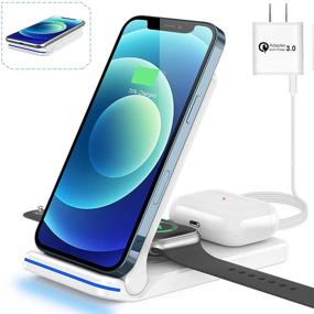 img 4 attached to 🔌 Foldable 3 in 1 Qi-Certified 15W Fast Charging Station for Apple iWatch SE/6/5/4/3/2, AirPods Pro/2, and iPhone 12/11/XS/XR