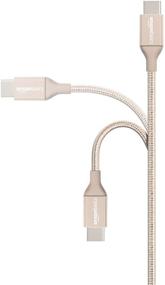 img 3 attached to 🔌 Amazon Basics Быстрая зарядка USB-C на USB-A 2.0 кабель - 1 фут, золотой, двойной оплетка нейлона, 3А