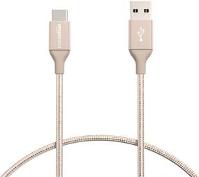 img 4 attached to 🔌 Amazon Basics Быстрая зарядка USB-C на USB-A 2.0 кабель - 1 фут, золотой, двойной оплетка нейлона, 3А