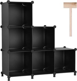 img 4 attached to 📦 Puroma Cube Storage Organizer 6-Cube Closet Shelves - DIY Cabinet Bookshelf for Home & Office - Black