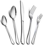 60 piece stainless steel silverware set for 12 - smooth edge flatware cutlery set with dinner forks, knives, spoons - mirror polished, dishwasher safe logo