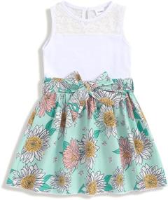 img 4 attached to 🌼 Bohemia Button Lace Sleeveless Sunflower Floral Princess Dress for Toddler Girls - Trendy and Charming Toddler Girl Clothes