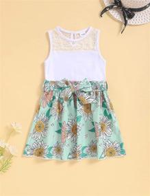 img 3 attached to 🌼 Bohemia Button Lace Sleeveless Sunflower Floral Princess Dress for Toddler Girls - Trendy and Charming Toddler Girl Clothes