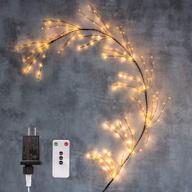 🌿 enhance your home decor with zhongxin lighted willow vine: 5ft 160 warm white led twig garland with timer &amp; dimmer remote control – perfect for walls, fireplace, bedroom, living room decoration logo