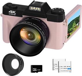 img 4 attached to 📷 VJIANGER 4K Digital Video Camera for YouTube: 48MP Autofocus Vlogging Camera Recorder with 3.0" Flip Screen, 16X Digital Zoom, 32GB SD Card & 2 Batteries (Pink)