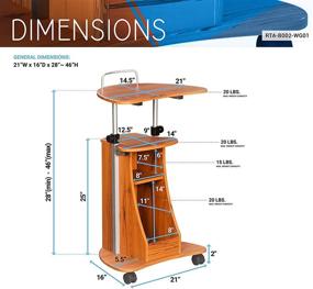 img 1 attached to Convenient Woodgrain Laptop 📦 Cart with Storage and Adjustable Height