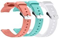 📿 premium quick release silicone wrist band for garmin forerunner 645/645 music watch - white, teal, and peach - small (5.5 in-8.0 in) logo