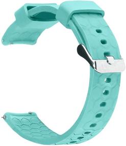 img 2 attached to 📿 Premium Quick Release Silicone Wrist Band for Garmin Forerunner 645/645 Music Watch - White, Teal, and Peach - Small (5.5 in-8.0 in)