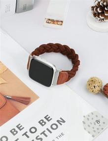 img 1 attached to 🌸 Wearlizer Cute Elastic Braided Wristband Strap for Women - Compatible with Fitbit Versa 2/Versa/Versa Lite - Stylish Stretchy Loop Bracelet Accessories for Fitbit Versa 2 Smart Watch (Brown, XS)