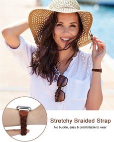 img 2 attached to 🌸 Wearlizer Cute Elastic Braided Wristband Strap for Women - Compatible with Fitbit Versa 2/Versa/Versa Lite - Stylish Stretchy Loop Bracelet Accessories for Fitbit Versa 2 Smart Watch (Brown, XS)