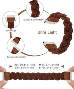 img 3 attached to 🌸 Wearlizer Cute Elastic Braided Wristband Strap for Women - Compatible with Fitbit Versa 2/Versa/Versa Lite - Stylish Stretchy Loop Bracelet Accessories for Fitbit Versa 2 Smart Watch (Brown, XS)