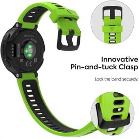 img 1 attached to 🔋 MoKo Soft Silicone Watch Band: Compatible with Garmin Forerunner 735XT/220/230/235/235 Lite/620/630/Approach S20/S6/S5 - Adjustable Green & Black Sport Strap