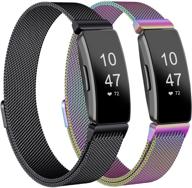 🔗 meliya stainless steel magnetic bands for fitbit inspire 2, fitbit inspire hr, inspire & ace 2 - replacement wristbands with lock for inspire hr women men (small/large, black+colorful) logo
