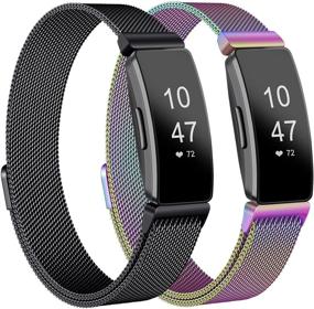 img 4 attached to 🔗 Meliya Stainless Steel Magnetic Bands for Fitbit Inspire 2, Fitbit Inspire HR, Inspire & Ace 2 - Replacement Wristbands with Lock for Inspire HR Women Men (Small/Large, Black+Colorful)