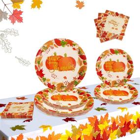 img 4 attached to Thanksgiving Disposable Dinnerware Tableware Decorations