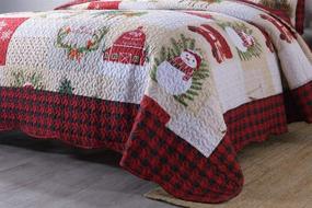 img 1 attached to MarCielo 3 Piece Christmas Quilt Set: Rustic Lodge Deer Theme, Lightweight Bedspread Coverlet in Queen Size