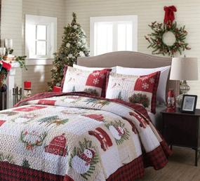 img 2 attached to MarCielo 3 Piece Christmas Quilt Set: Rustic Lodge Deer Theme, Lightweight Bedspread Coverlet in Queen Size