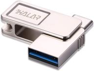 💻 thkailar 128gb usb flash drives - dual port otg memory stick with usb and type-c compatibility for android smartphones, pcs, macbook pro (silver) logo