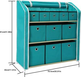 img 1 attached to 🏠 HOMEFORT Multi-Bin Storage Shelf with 11 Drawers - Linen Organizer Closet Cabinet in Turquoise, 31"W x 12"D x 32"H - Foldable Fabric Bins with Zipper Cover and Sturdy Metal Shelf Frame