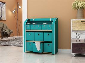 img 3 attached to 🏠 HOMEFORT Multi-Bin Storage Shelf with 11 Drawers - Linen Organizer Closet Cabinet in Turquoise, 31"W x 12"D x 32"H - Foldable Fabric Bins with Zipper Cover and Sturdy Metal Shelf Frame